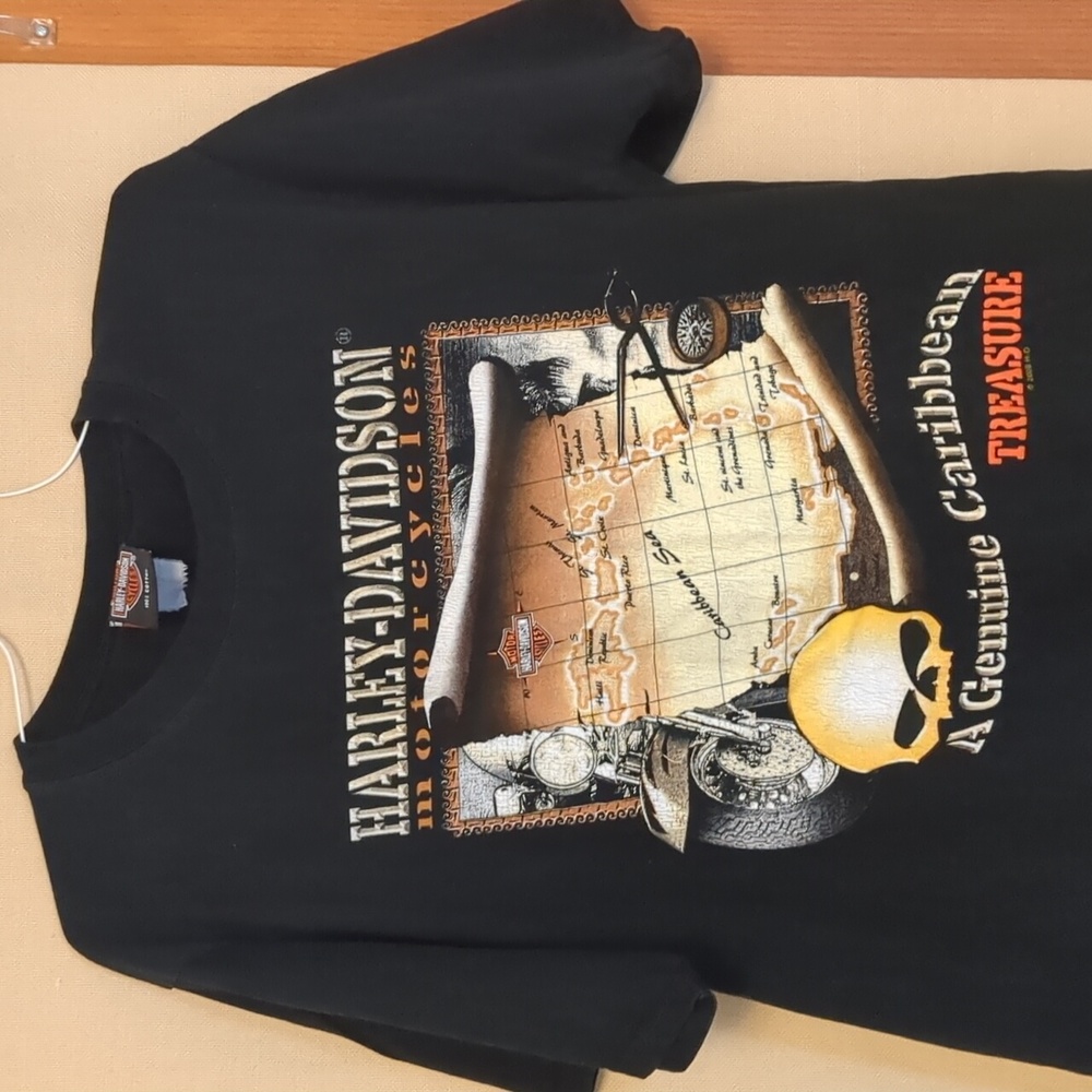 Harley Davidson A Genuine Caribbean Treasure 2008 Vintage Black T-Shirt Size L